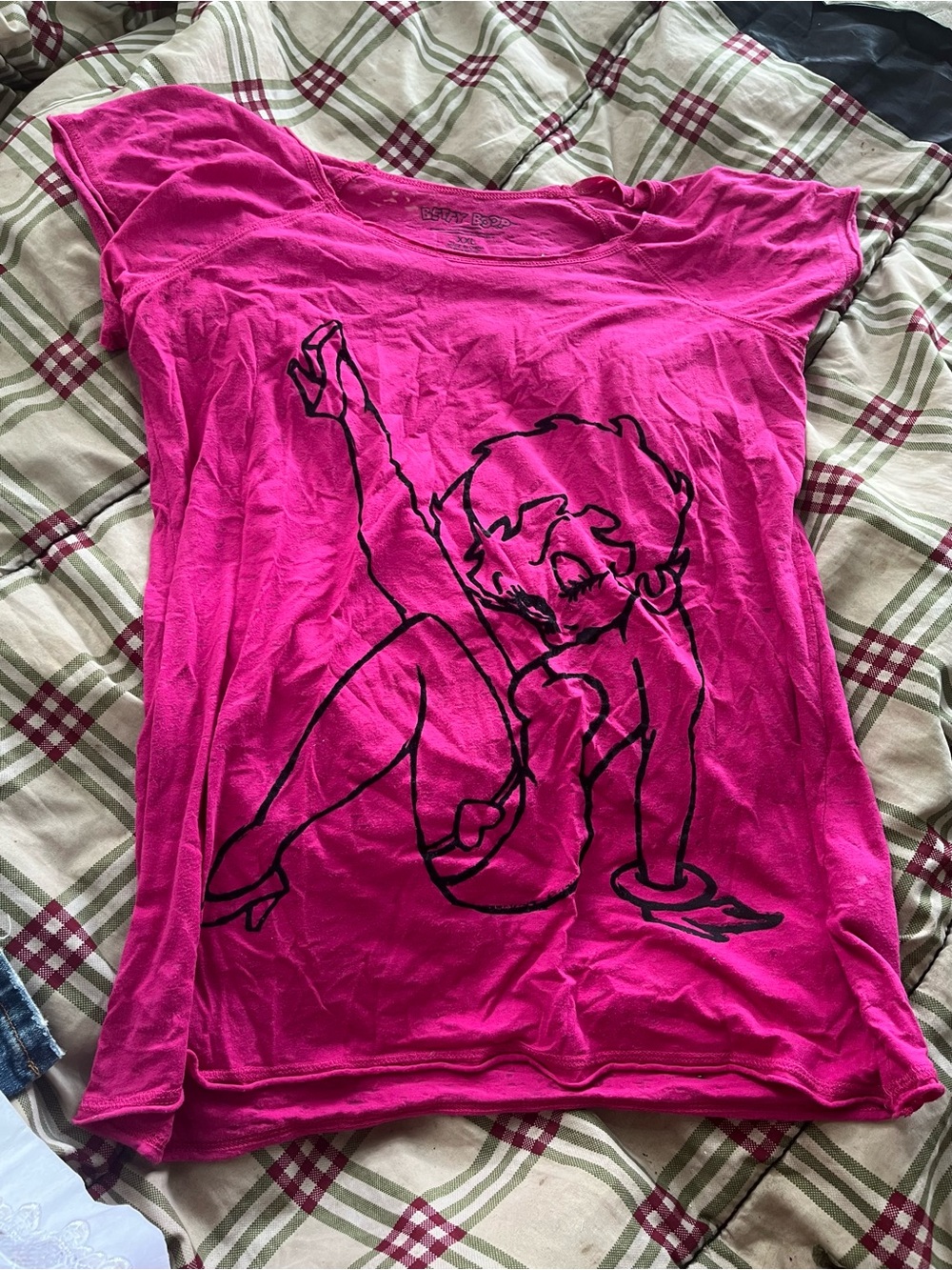 Betty Boop Hot Pink Short Sleeve Tee with Black Graphic